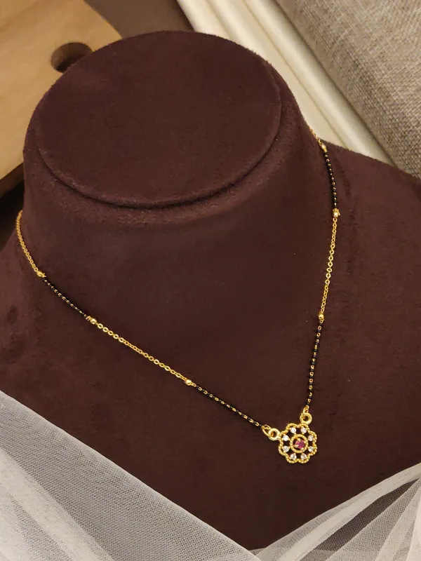 Diya_Designer_Rose_Gold_Plate_With_white_stone_Mangalsutra_For_women