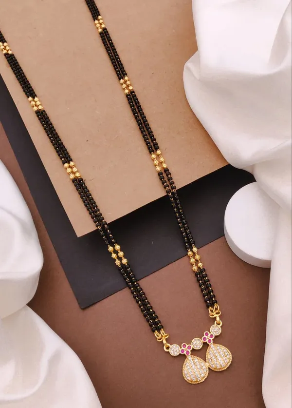 High_Gold_Plated_30"_long_Diamond_Pendant_Mangalsutra_for_women