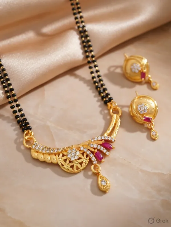 Traditional_Gold_Plated_Ruby_&_Diamond_Mangalsutra_Set_with_Matching_Studs
