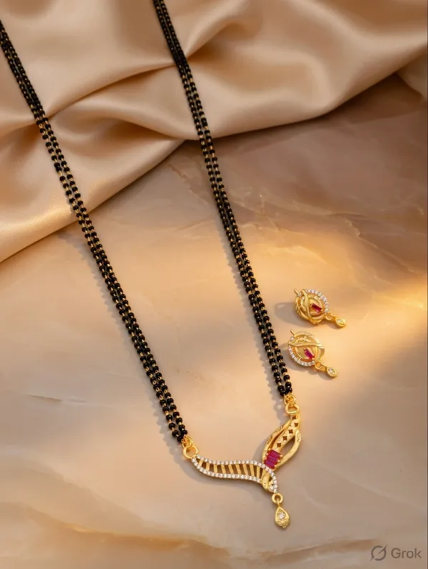 Traditional_Gold_Plated_Ruby_&_Diamond_Mangalsutra_Set_with_Matching_Studs