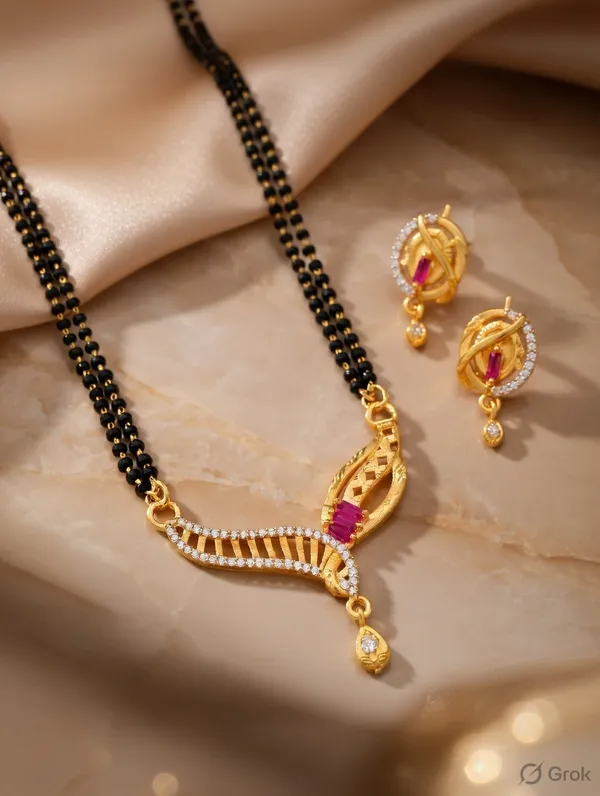 Traditional_Gold_Plated_Ruby_&_Diamond_Mangalsutra_Set_with_Matching_Studs