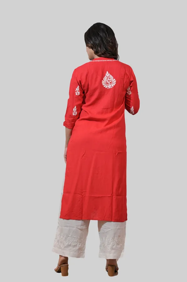 Red_Chikankari_Kurti_for_Women