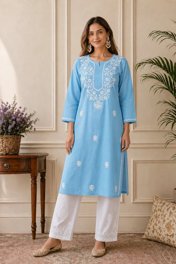 Blue_Chikankari_Kurti_for_Women
