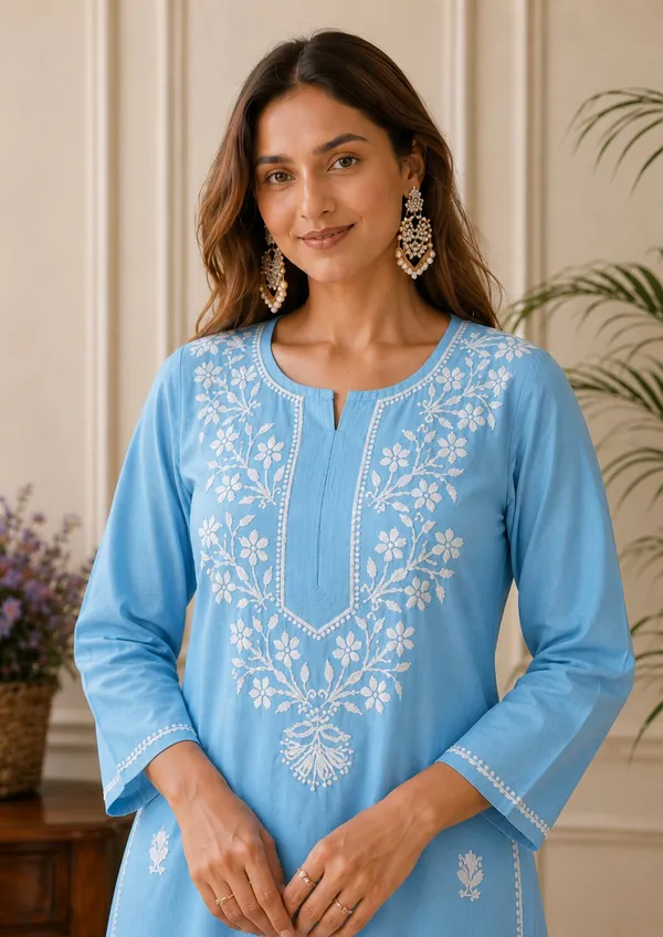 Blue_Chikankari_Kurti_for_Women