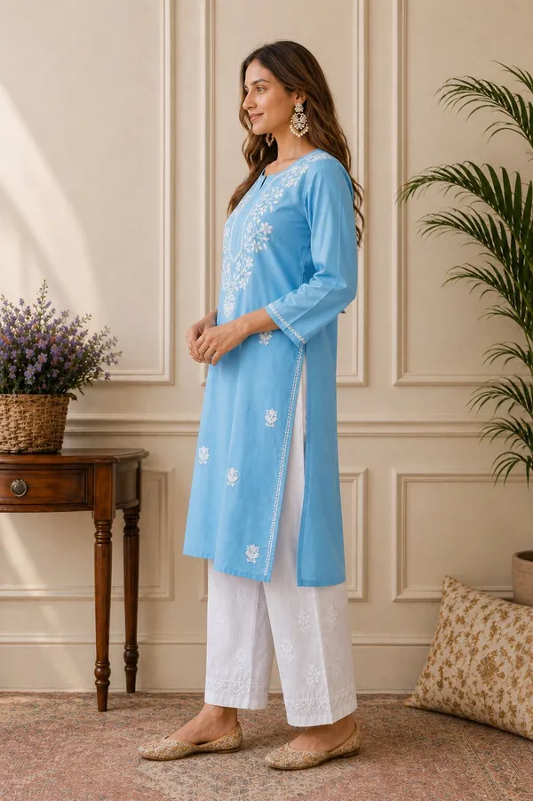 Blue_Chikankari_Kurti_for_Women