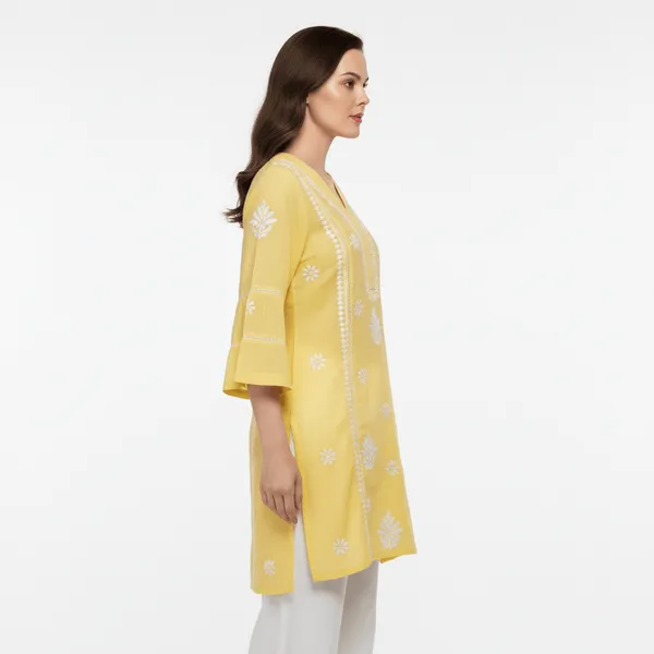 Yellow_Chikankari_Kurti_for_Women