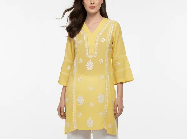 Yellow_Chikankari_Kurti_for_Women