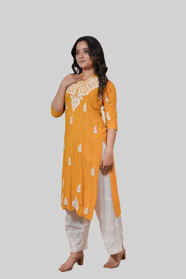 Mustard_Chikankari_Kurti_for_Women