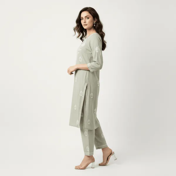 Eucalyptus_Green_Chikankari_Coord_Set_for_Women