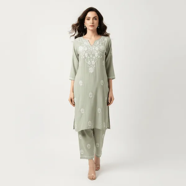 Eucalyptus_Green_Chikankari_Coord_Set_for_Women