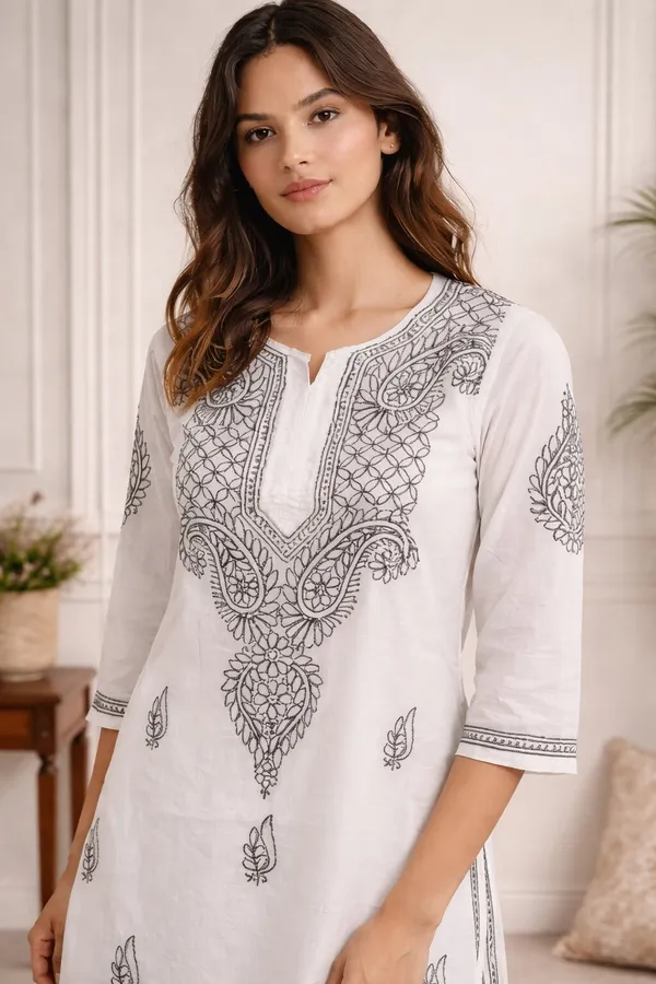 Black-White_Chikankari_Kurti_for_Women