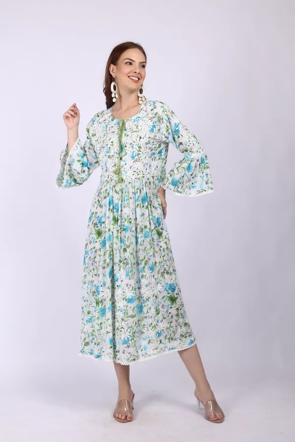 White_Mall_Print_Mall_Cotton_Chikankari_Gown_For_Women