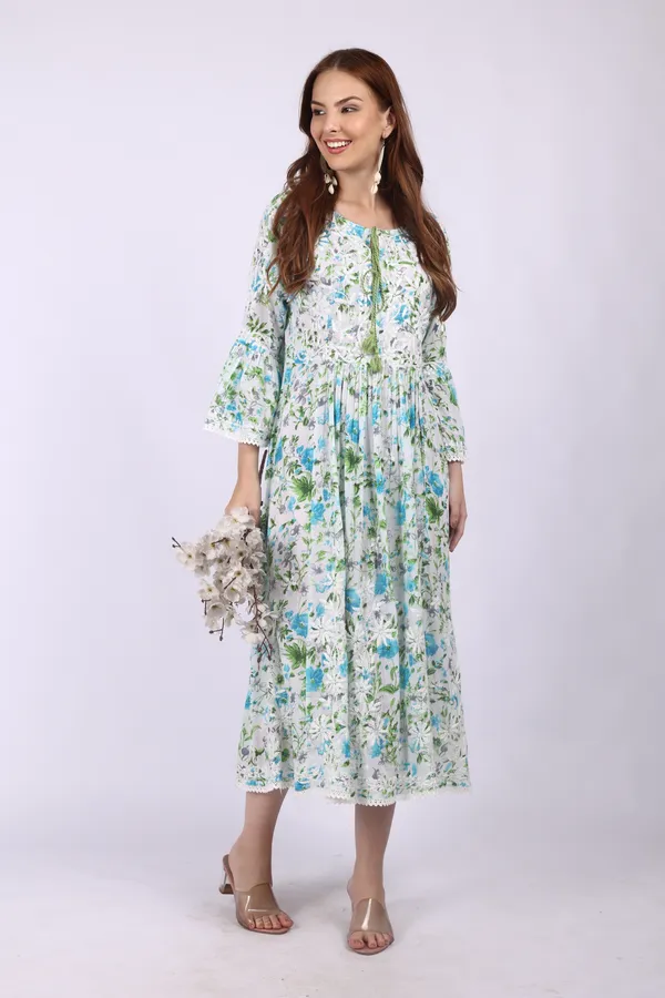 White_Mall_Print_Mall_Cotton_Chikankari_Gown_For_Women