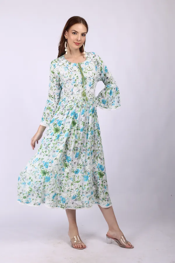 White_Mall_Print_Mall_Cotton_Chikankari_Gown_For_Women