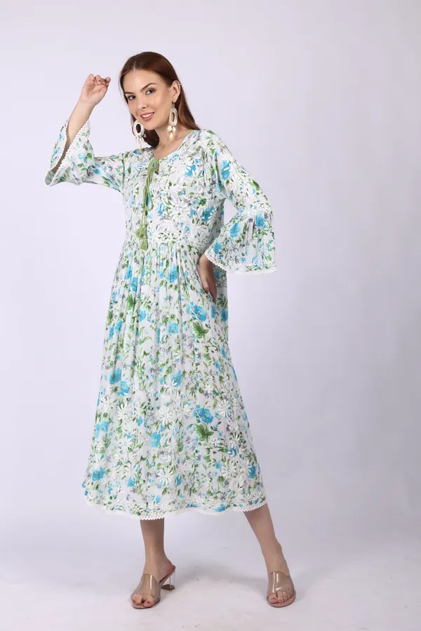 White_Mall_Print_Mall_Cotton_Chikankari_Gown_For_Women
