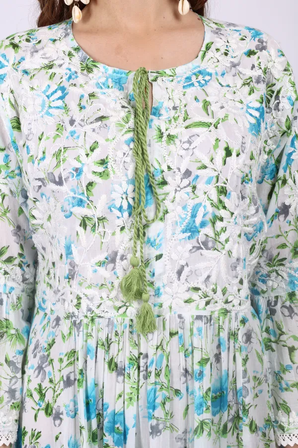 White_Mall_Print_Mall_Cotton_Chikankari_Gown_For_Women