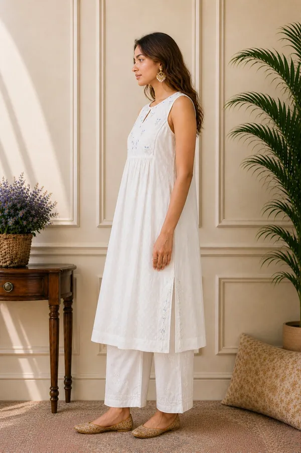 White_Sleeveless_Chikankari_Kurti_for_Women