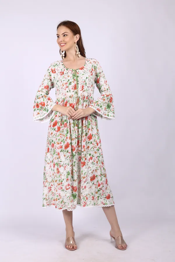 White_Mall_Print_Mall_Cotton_Chikankari_Gown_For_Women