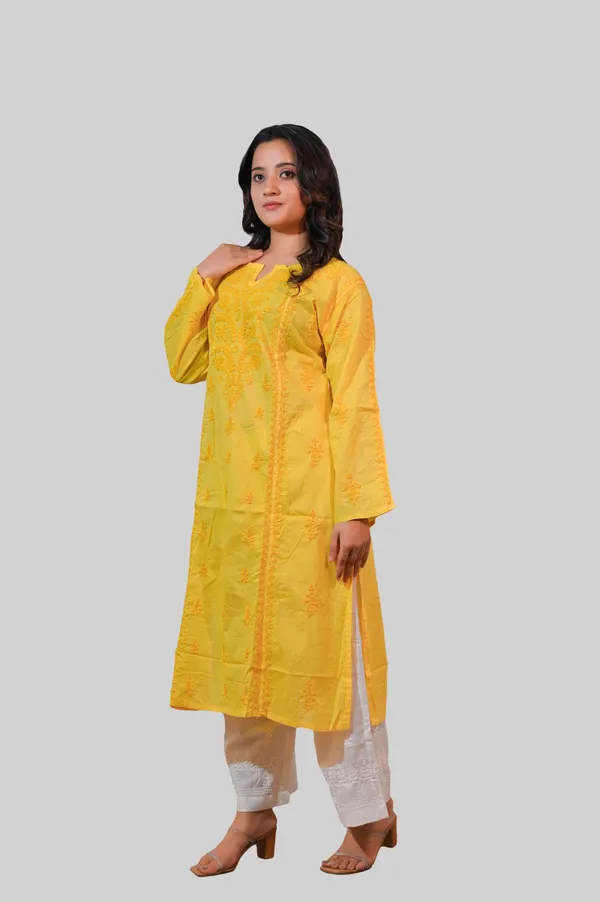 Mustard_Chikankari_Kurti_for_Women