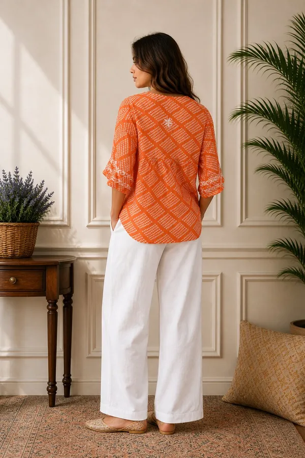 Orange_Chikankari_Top_for_Women