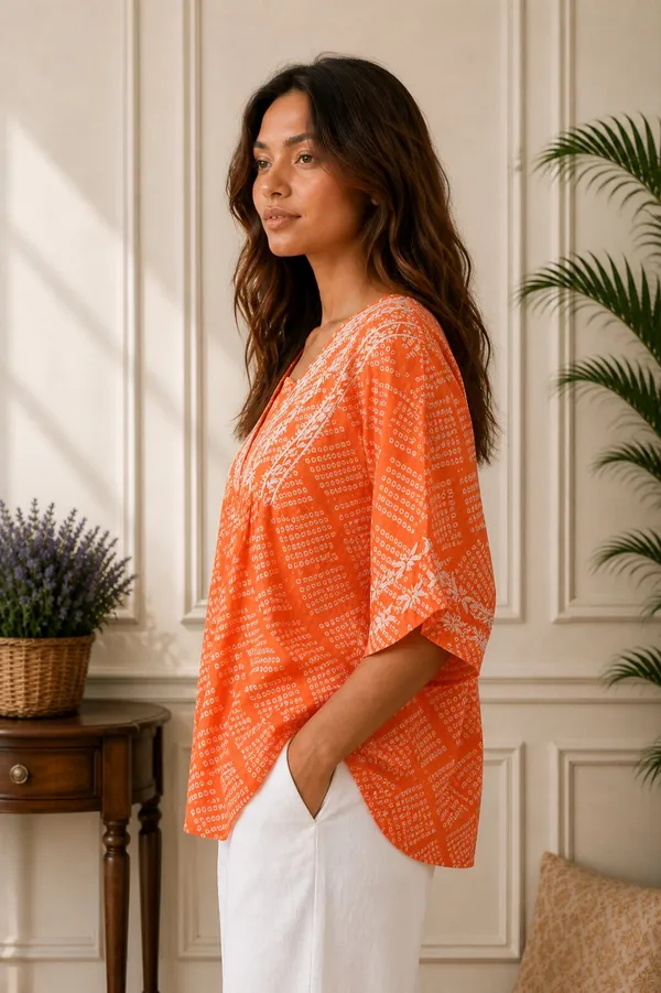 Orange_Chikankari_Top_for_Women