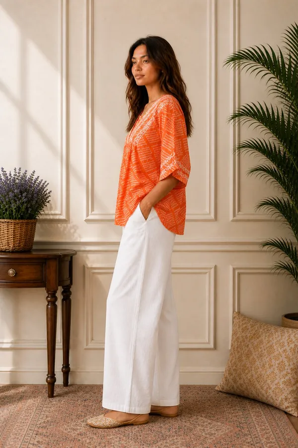 Orange_Chikankari_Top_for_Women