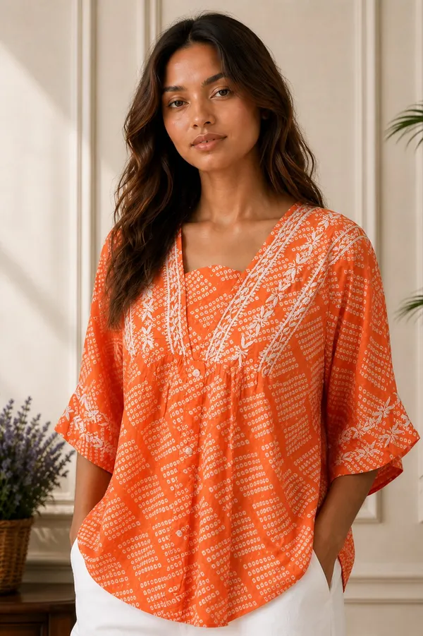 Orange_Chikankari_Top_for_Women