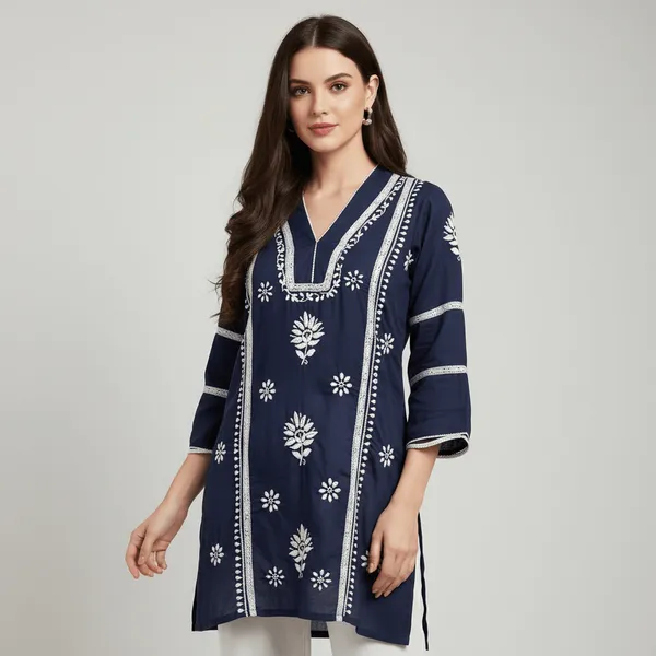 Navy_Blue_Chikankari_Kurti_for_Women