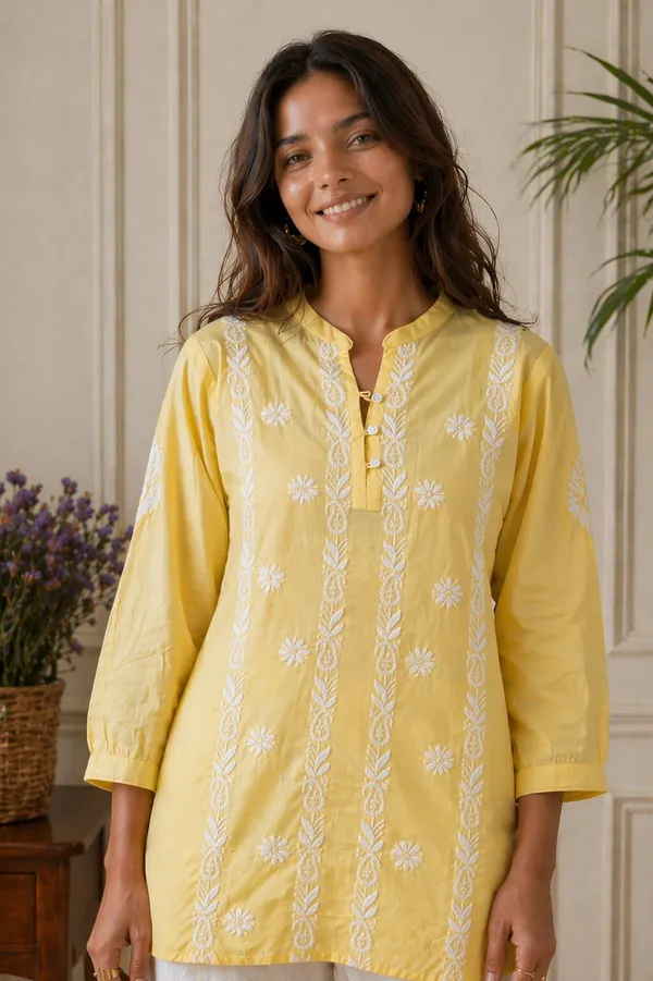 Yellow_Chikankari_Top_for_Women