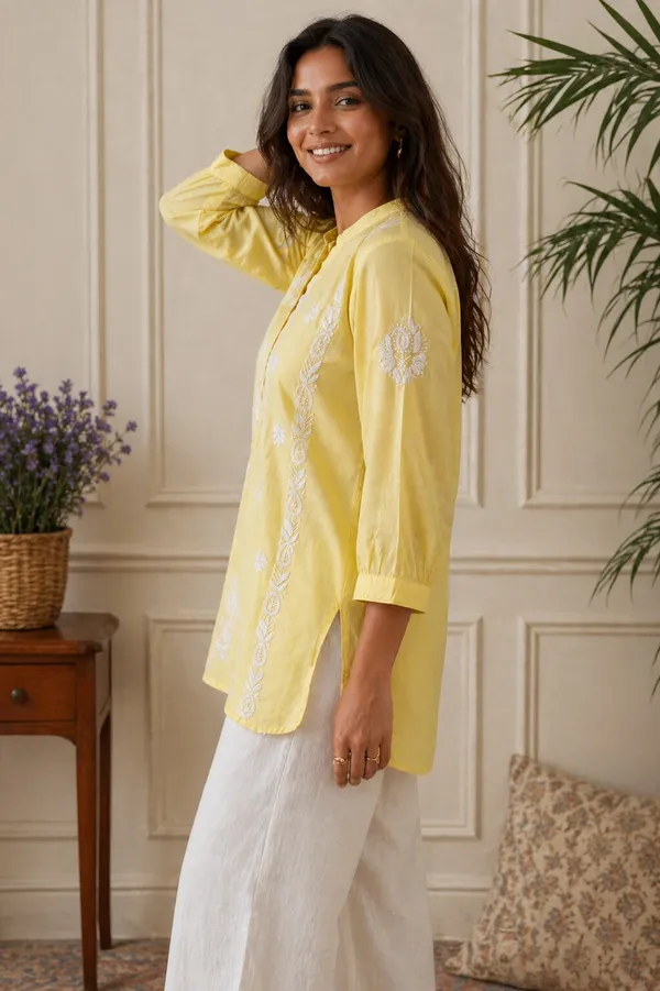 Yellow_Chikankari_Top_for_Women