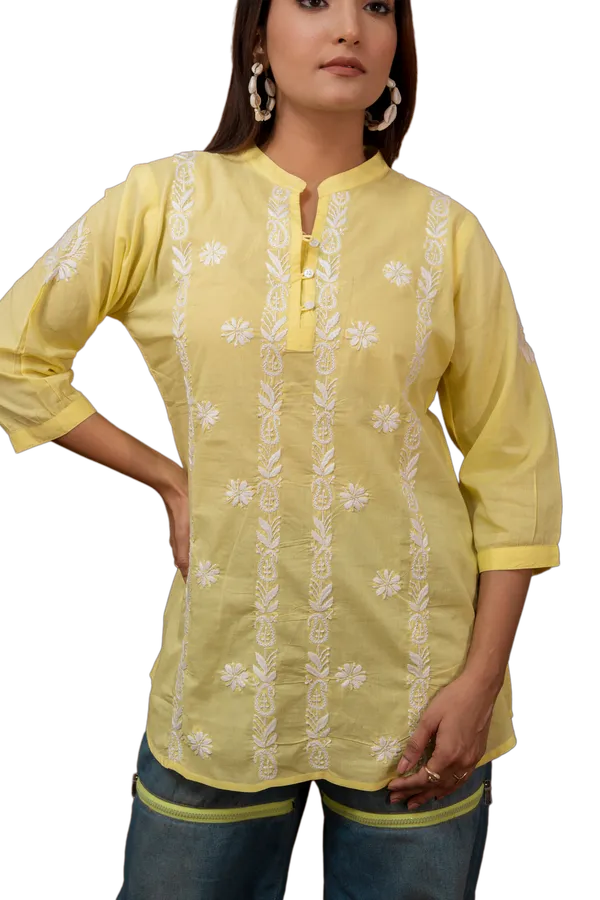 Yellow_Chikankari_Top_for_Women