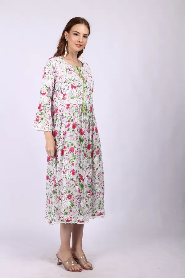 White_Mall_Print_Mall_Cotton_Chikankari_Gown_For_Women