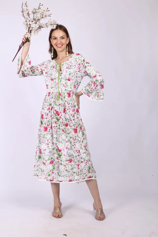 White_Mall_Print_Mall_Cotton_Chikankari_Gown_For_Women