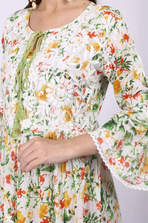 White_Mall_Print_Mall_Cotton_Chikankari_Gown_For_Women