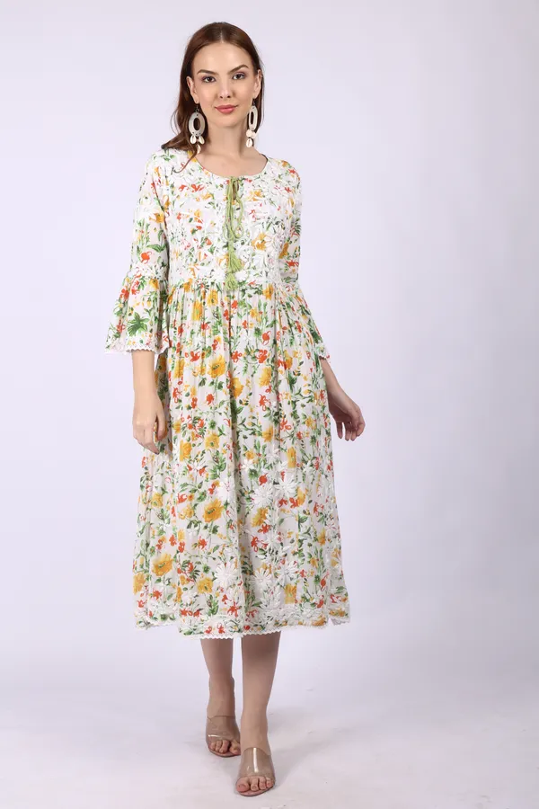 White_Mall_Print_Mall_Cotton_Chikankari_Gown_For_Women