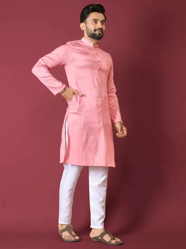 Pink_Polyester_Printed_Kurta_For_Men