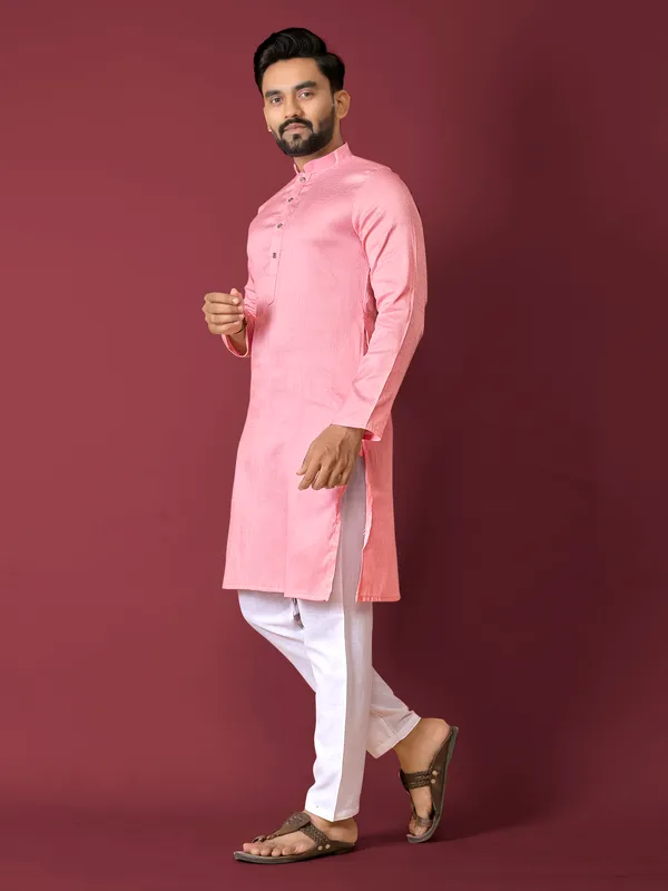 Pink_Polyester_Printed_Kurta_For_Men