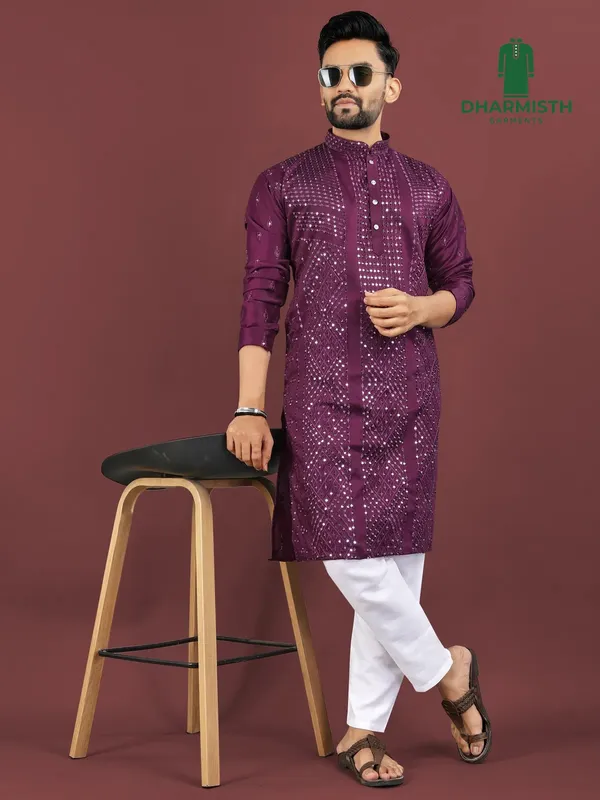 Purple_Polyester_Printed_Kurta_For_Men