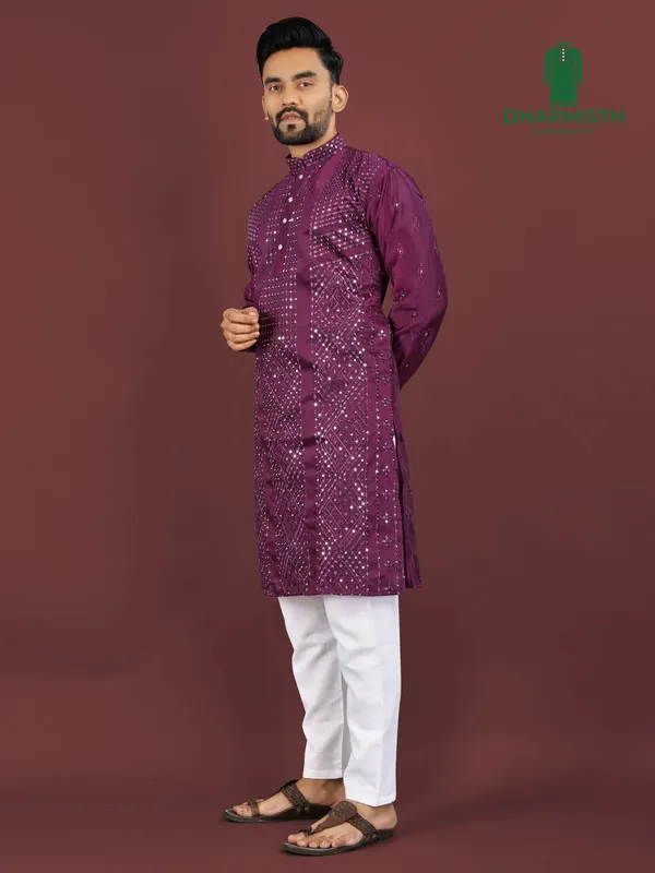 Purple_Polyester_Printed_Kurta_For_Men