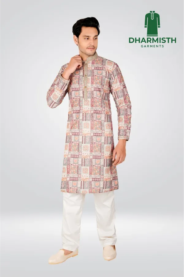 Multicolor_Polyester_Printed_Kurta_For_Men