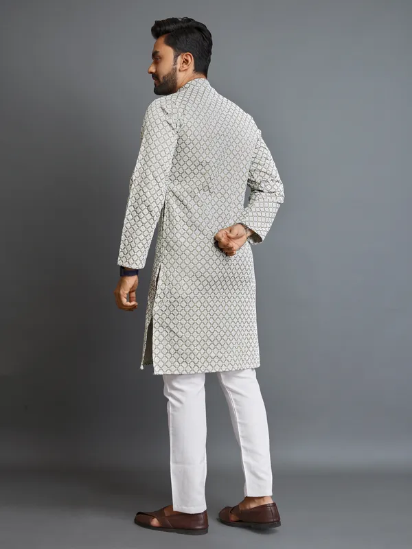 Light_Grey_Polyester_Printed_Kurta_For_Men