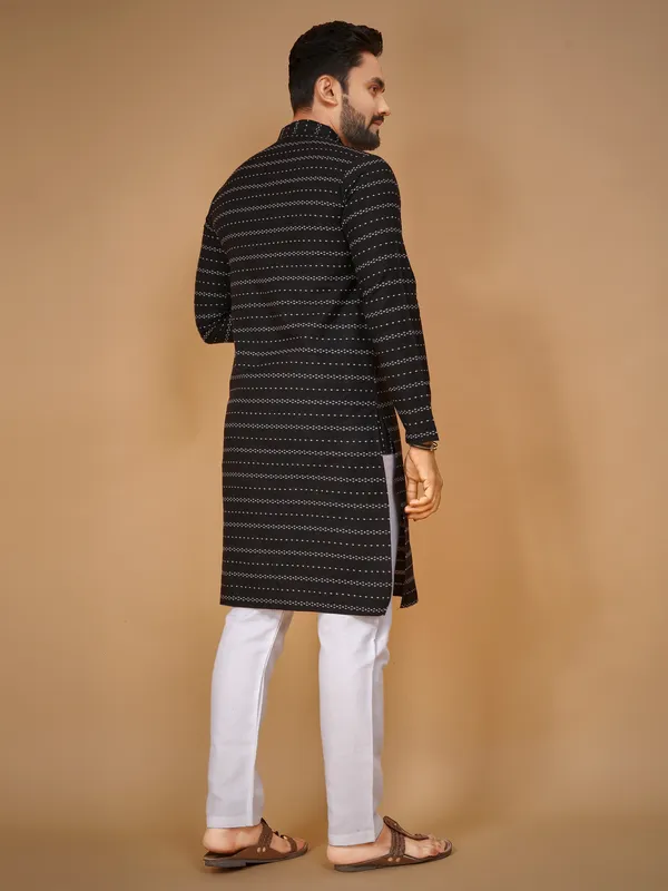 Black_Polyester_Printed_Kurta_For_Men