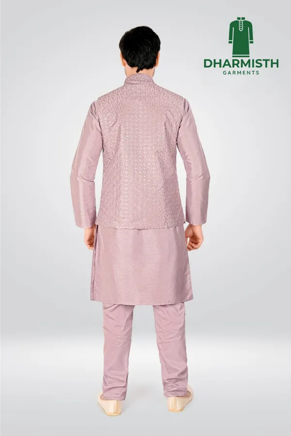 Lavender_Polyester_Printed_Kurta,_Koti_&_Pyjama_For_Men