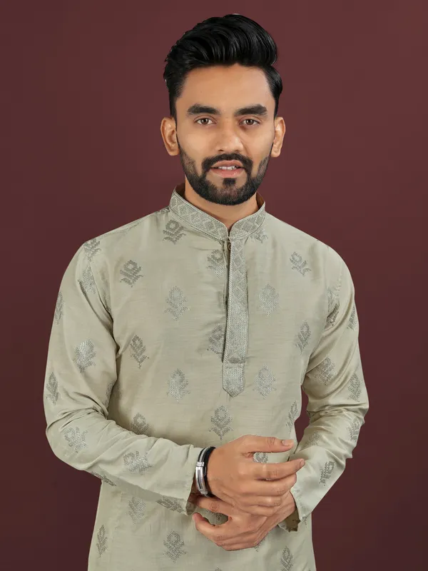 Grey_Polyester_Printed_Kurta_For_Men