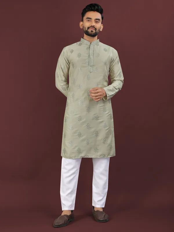 Grey_Polyester_Printed_Kurta_For_Men