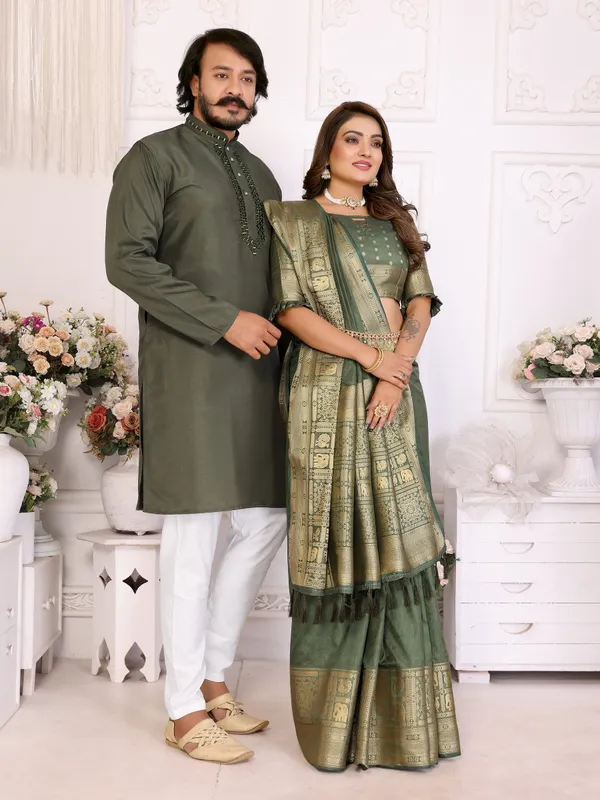 Couple_Combo_Men's_Kurta_&_Women_Saree_