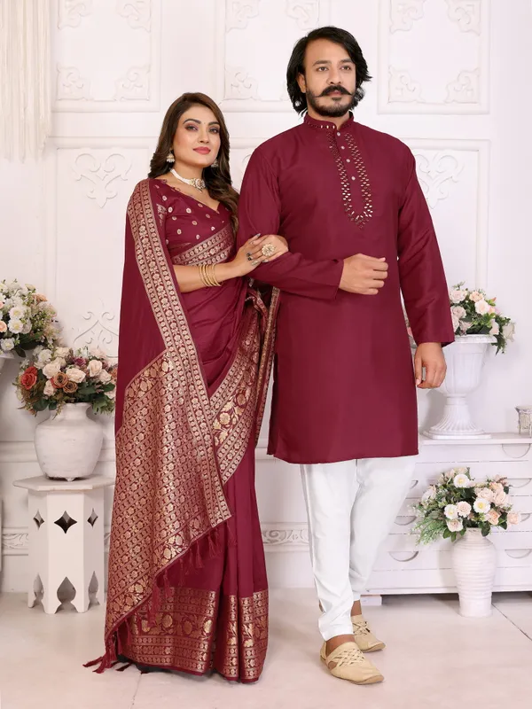Couple_Combo_Men's_Kurta_&_Women_Saree_