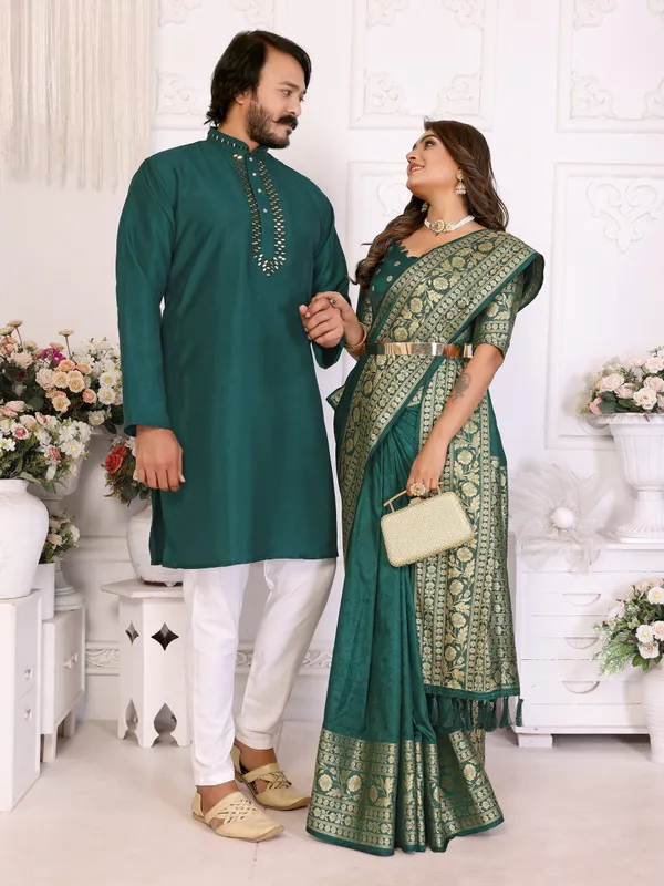 Couple_Combo_Men's_Kurta_&_Women_Saree_