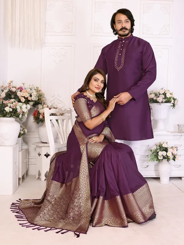 Couple_Combo_Men's_Kurta_&_Women_Saree_