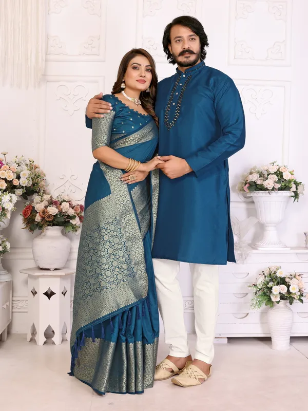 Couple_Combo_Men's_Kurta_&_Women_Saree_